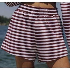 !!! NWT Daily Drills Striped Cotton Shorts M/L BODEGA BURGUNDY